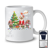 Santa Labrador Retriever With Gnome X-mas Tree, Merry Christmas Lights, Snowing Family Group T-Shirt