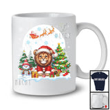 Santa Lion With X-mas Tree Snowman, Adorable Christmas Santa Wild Animal, Family Group T-Shirt