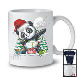 Santa Panda Dabbing; Cheerful Christmas Lights Tree Santa Panda; Snowing Around Animal T-Shirt