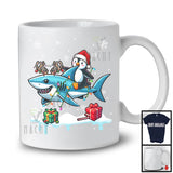 Santa Penguin Riding Reindeer Shark; Adorable Christmas Lights Animal Lover; Snowing T-Shirt