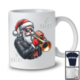 Santa Playing Rock Guitar; Joyful Christmas Santa Trumpet Player; Trumpet Musical Instruments T-Shirt