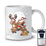 Santa Playing Saxophone Riding Reindeer; Awesome Christmas Lights Saxophone Player; Musical Instruments T-Shirt