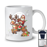 Santa Playing Violin Riding Reindeer; Awesome Christmas Lights Violin Player; Musical Instruments T-Shirt