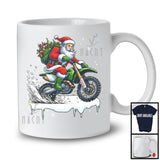 Santa Riding Dirt Bike With X-mas Tree, Joyful Christmas Santa Snow Matching Group T-Shirt