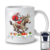 Santa Riding Donkey Reindeer; Amusing Christmas Lights Santa Donkey Animal; Snowing T-Shirt