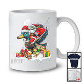 Santa Riding Duck With Baby Ducks; Awesome Christmas Farm Animals Farmer; Snowing T-Shirt