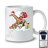 Santa Riding Giraffe; Adorable Christmas Lights Moon Santa Giraffe; X-mas Animal Lover T-Shirt