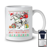 Santa Riding Horse; Adorable Christmas Lights Sweater Santa Horse; X-mas Animal Lover T-Shirt