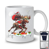 Santa Riding Moose Reindeer; Amusing Christmas Lights Santa Moose Animal; Snowing T-Shirt