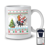 Santa Riding Reindeer Border Collie Puppy; Amazing Christmas Sweater Santa; Snowing X-mas T-Shirt