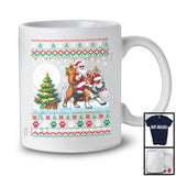 Santa Riding Reindeer Bulldog Puppy; Amazing Christmas Sweater Santa; Snowing X-mas T-Shirt