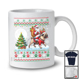 Santa Riding Reindeer Pug Puppy; Amazing Christmas Sweater Santa; Snowing X-mas T-Shirt