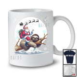 Santa Riding Sloth, Merry Christmas Moon Snow Sloth Wild Animal Lover, X-mas Group T-Shirt