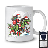 Santa Riding T-Rex Dinosaur; Awesome Christmas Dabbing ELF Snowman; Moon Snowing T-Shirt