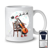 Santa Skeleton Playing Cello; Fantastic Christmas Moon Tree Skeleton; Musical Instruments Player T-Shirt