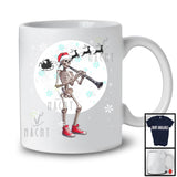 Santa Skeleton Playing Clarinet; Fantastic Christmas Moon Tree; Musical Instruments Player T-Shirt