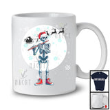 Santa Skeleton Playing Flute; Fantastic Christmas Moon Tree Skeleton; Musical Instruments Player T-Shirt