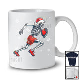 Santa Skeleton Playing Football, Awesome Christmas Snow Football Player Lover, Sport Team T-Shirt