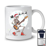 Santa Skeleton Playing Guitar Bass; Fantastic Christmas Moon Tree; Musical Instruments Player T-Shirt