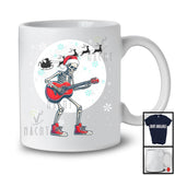 Santa Skeleton Playing Guitar; Fantastic Christmas Moon Tree Skeleton; Musical Instruments Player T-Shirt