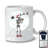 Santa Skeleton Playing Harmonica; Fantastic Christmas Moon Tree; Musical Instruments Player T-Shirt