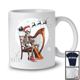 Santa Skeleton Playing Harp; Fantastic Christmas Moon Tree Skeleton; Musical Instruments Player T-Shirt