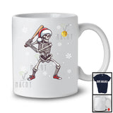 Santa Skeleton Playing Softball, Awesome Christmas Snow Softball Player Lover, Sport Team T-Shirt