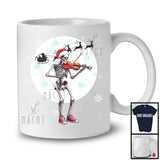 Santa Skeleton Playing Violin; Fantastic Christmas Moon Tree Skeleton; Musical Instruments Player T-Shirt