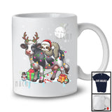 Santa Sloth Riding Reindeer Cow; Awesome Christmas Lights Farmer; X-mas Snowing Around T-Shirt