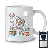 Santa Sloth Riding Reindeer Horse; Awesome Christmas Lights Farmer; X-mas Snowing Around T-Shirt