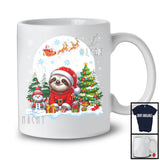 Santa Sloth With X-mas Tree Snowman, Adorable Christmas Santa Wild Animal, Family Group T-Shirt