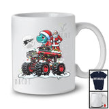 Santa T-Rex Driving Monster Truck; Awesome Christmas Lights Snowing Dinosaur; Cousin Family T-Shirt