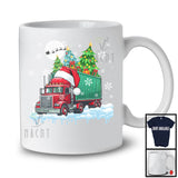 Santa Truck Carrying X-mas Tree; Wonderful Christmas Snowing Moon; Trucker Truck Driver T-Shirt