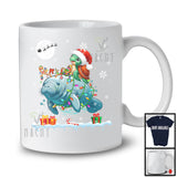 Santa Turtle Riding Reindeer Manatee; Amusing Christmas Lights Sea Animal Lover; Family T-Shirt