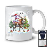 Santa Unicorn Riding Cow Reindeer; Amazing Christmas Moon Cow Animal Lover; X-mas Family T-Shirt