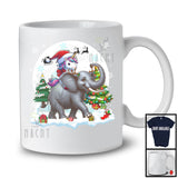 Santa Unicorn Riding Elephant Reindeer; Amazing Christmas Moon Elephant Animal; X-mas Family T-Shirt