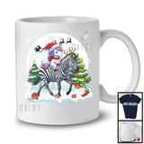 Santa Unicorn Riding Zebra Reindeer; Amazing Christmas Moon Zebra Animal Lover; X-mas Family T-Shirt