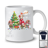 Santa Whippet With Gnome X-mas Tree, Merry Christmas Lights, Snowing Family Group T-Shirt