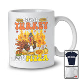 Save A Turkey Eat A Pizza; Amazing Thanksgiving Turkey Pizza Lover; Fall Autumn Leaf Family T-Shirt