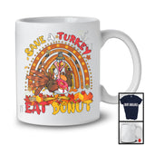 Save A Turkey Eat Donut; Humorous Thanksgiving Fall Leaf Rainbow Turkey; Donut Food Lover T-Shirt