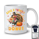 Save A Turkey Eat Donut; Humorous Thanksgiving Fall Leaf Turkey; Donut Food Lover T-Shirt