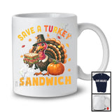 Save A Turkey Eat Sandwich; Humorous Thanksgiving Fall Leaf Turkey; Sandwich Food Lover T-Shirt