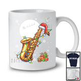 Saxophone Santa; Amusing Christmas Lights Snowing Santa Saxophone Player; Musical Instruments T-Shirt