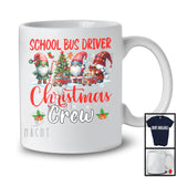 School Bus Driver Christmas Crew; Adorable X-mas Tree Three Gnomes; Snowing Jobs Group T-Shirt