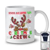 School Bus Driver Team Christmas Crew; Fantastic X-mas Plaid Reindeer Face; Proud Careers Jobs T-Shirt