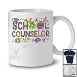 School Counselor; Joyful Mardi Gras Jester Hat Beads Pencil School Counselor; Plaid Jobs Careers T-Shirt