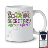 School Secretary; Joyful Mardi Gras Jester Hat Beads Pencil School Secretary; Plaid Jobs Careers T-Shirt