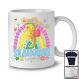 Seahorse Squad, Adorable Flowers Rainbow Animal Lover, Floral Matching Women Girls Group T-Shirt