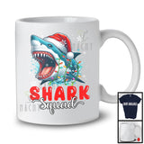 Shark Squad; Scary Christmas Santa Shark Sea Animal Lover; X-mas Lights Snowing Around T-Shirt