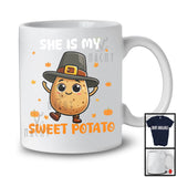 She Is My Sweet Potato, Adorable Thanksgiving Fall Leaves Potato Pilgrim, Matching Couple T-Shirt